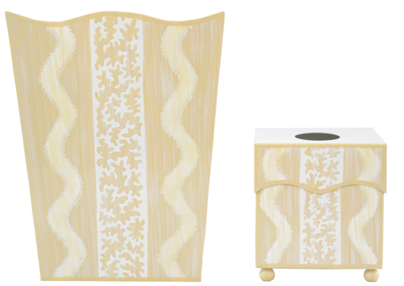 Yellow Ikat Wastepaper Basket & Tissue (3 Options)