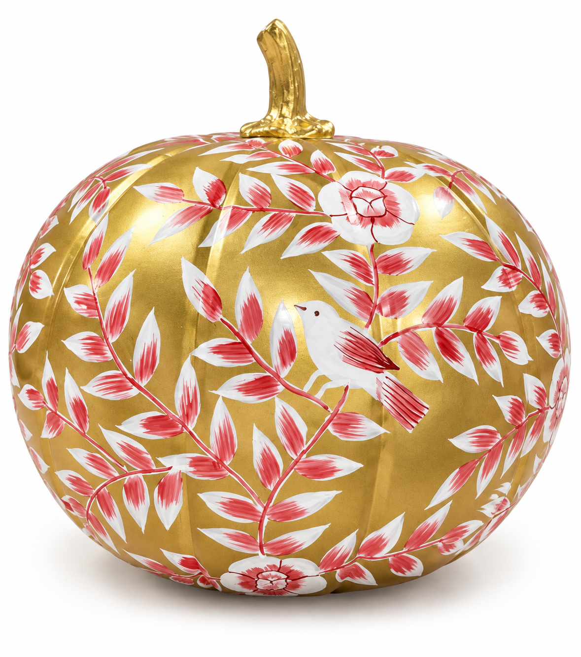 Gold Bird & Vine Silhouette Pumpkin
