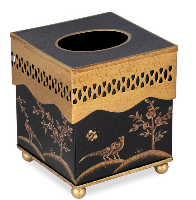 Black & Gold Pierced Tissue Holder