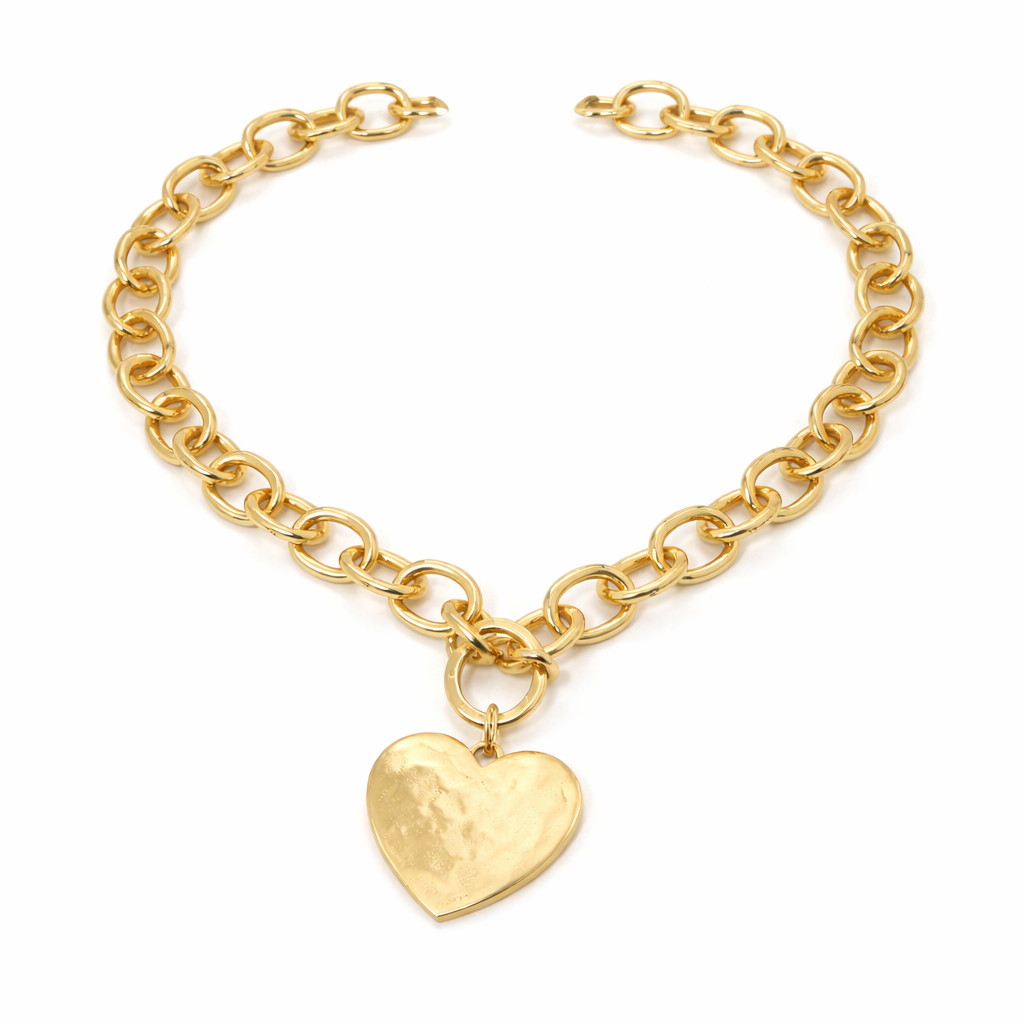 Hammered Heart Toggle Necklace