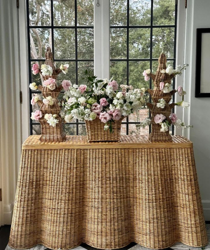 Scalloped Wicker Console: Final Sale