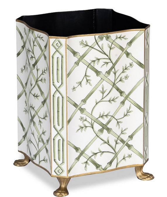 Green Bamboo & Floral Tissue Holder & WASTEPAPER BASKET