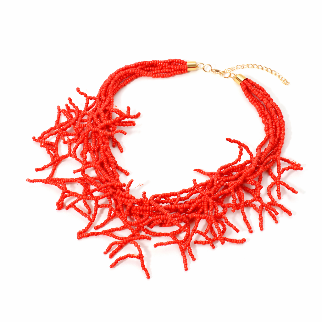 Red Coral Beaded Necklace