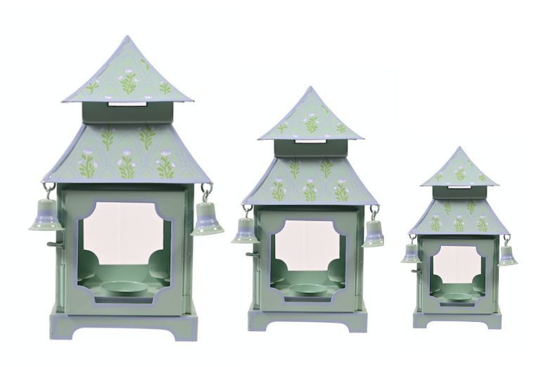 Sage Green & Lavender Tulip Pagoda Lantern (3 Sizes)