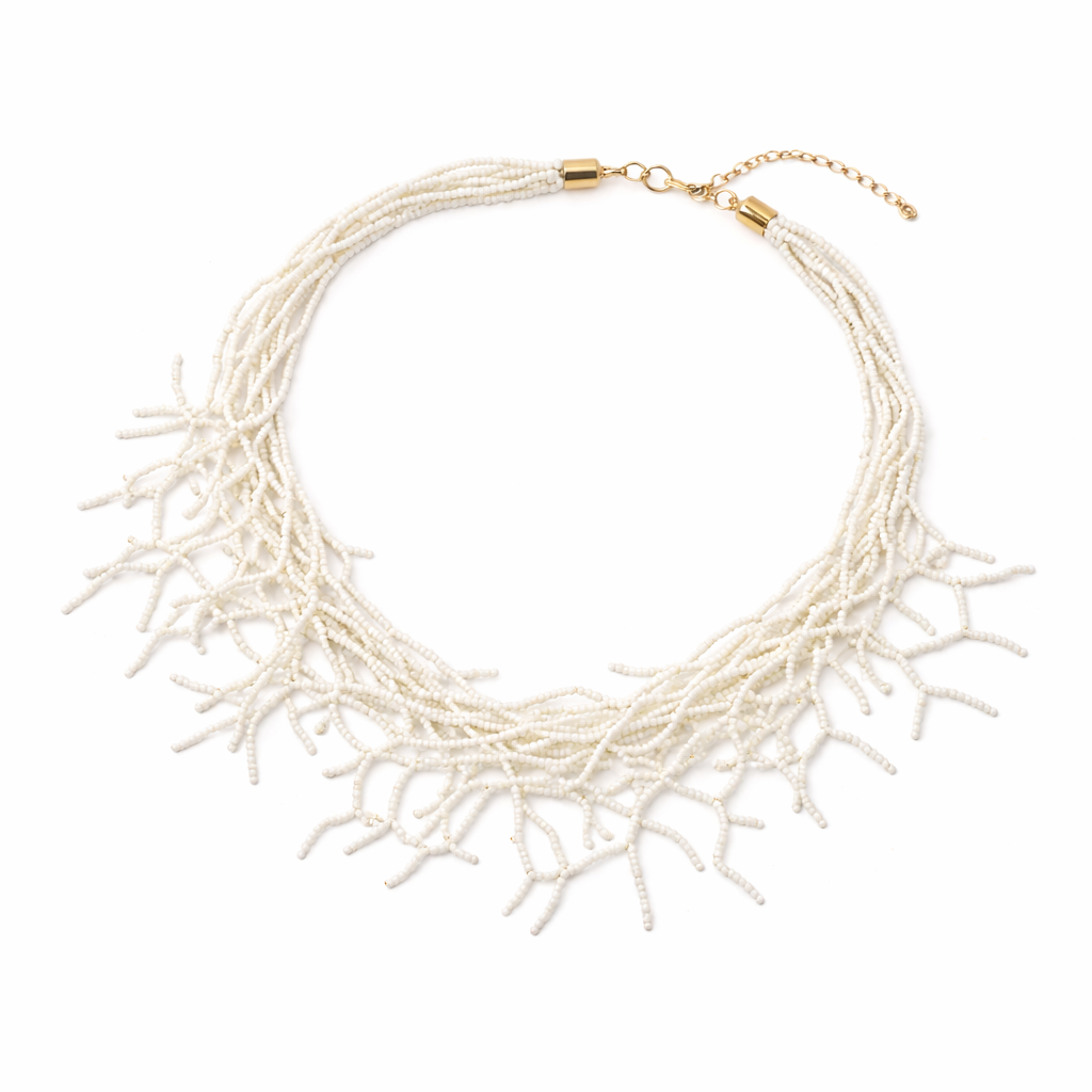 White Coral Beaded Necklace