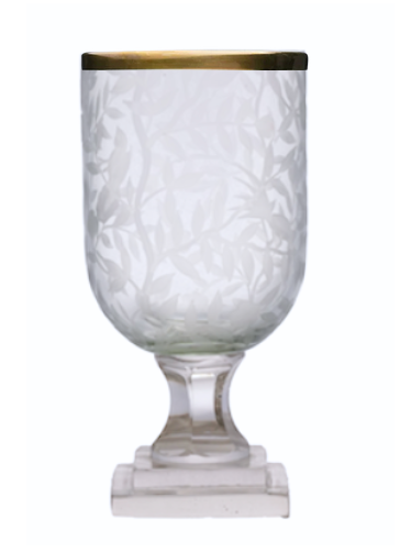 Small Bird & Vine Gold Rim Hurricane