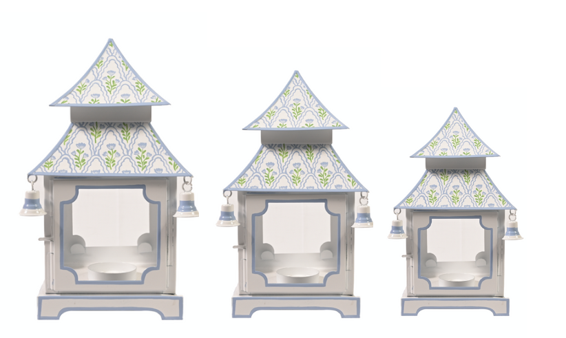 White & Blue Tulip Pagoda Lantern (3 Sizes)