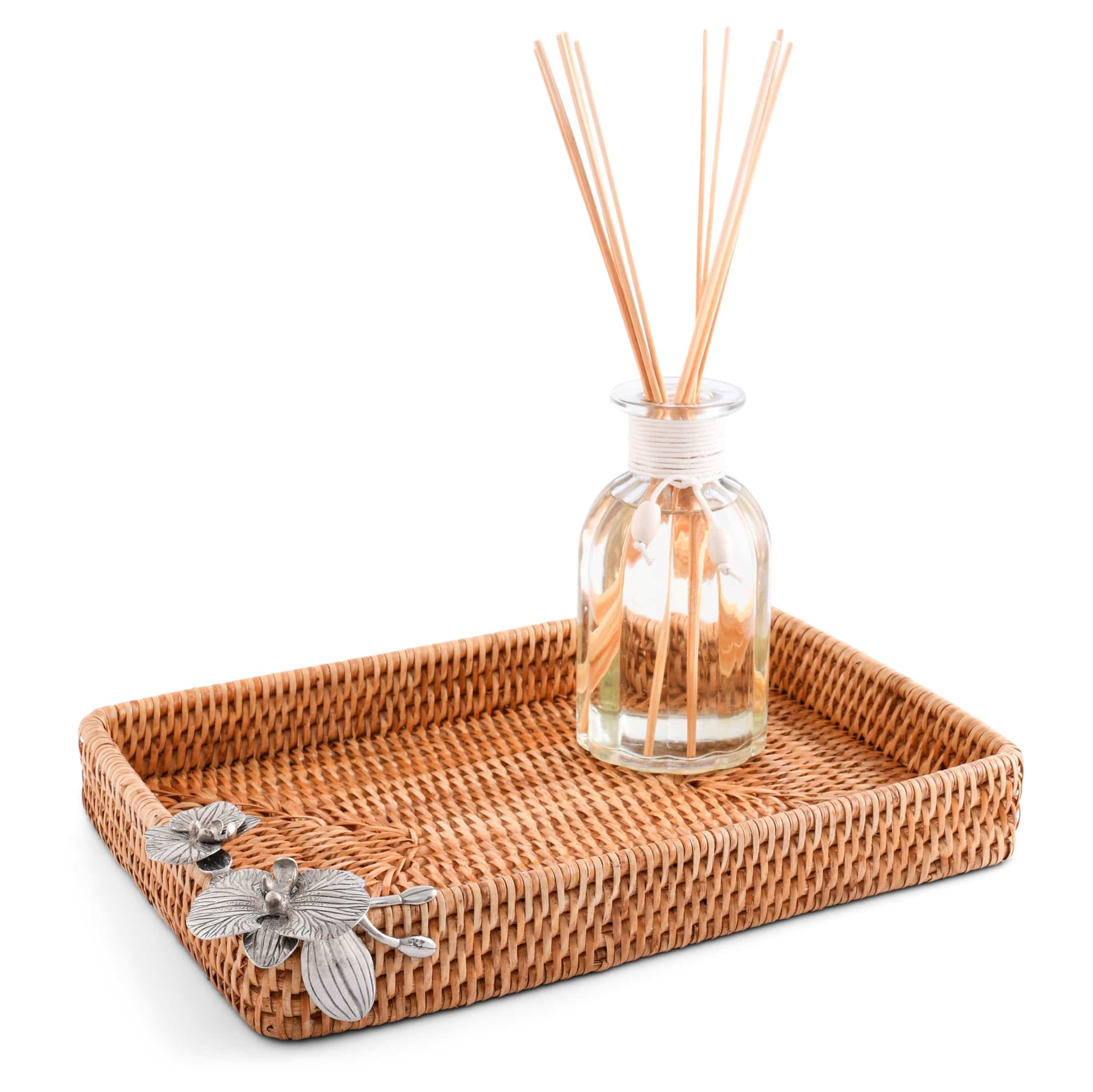 Orchid Catchall Tray Hand Woven Wicker Rattan