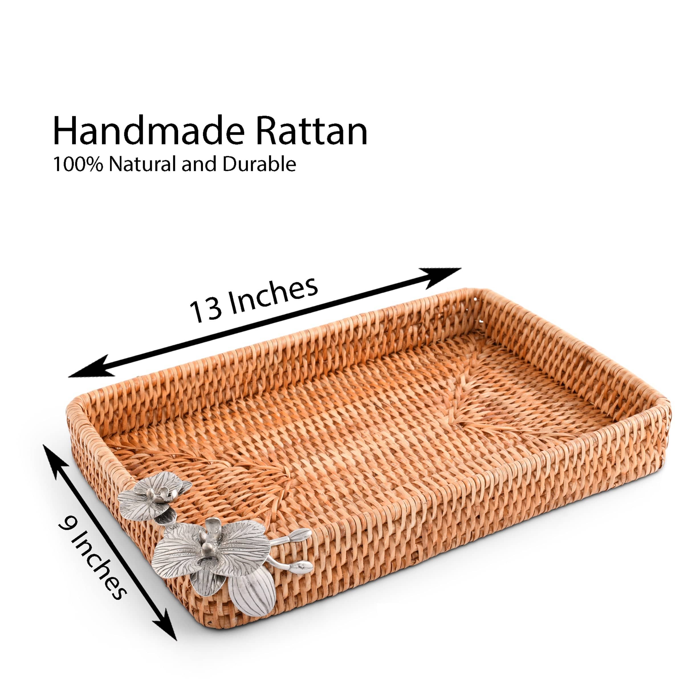 Orchid Catchall Tray Hand Woven Wicker Rattan