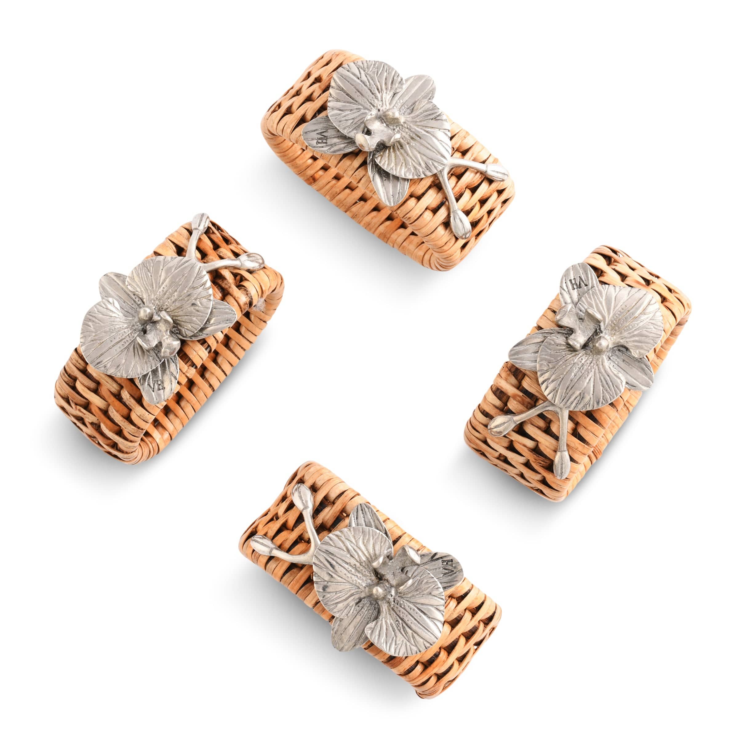 Orchid Hand Woven Wicker Rattan Napkin Ring - Set of 4