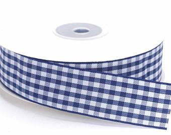 BLUE AND WHITE GINGHAM RIBBON