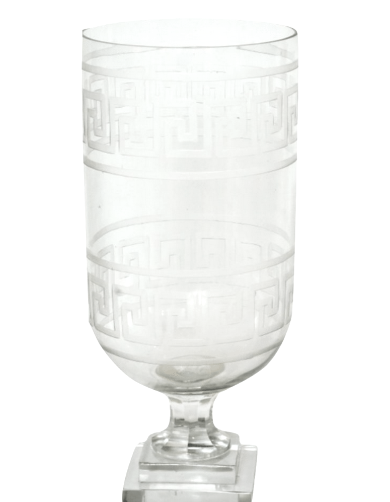 Tall Etched Double Greek Key Hurricane