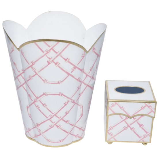 Pink Bamboo Wastepaper Basket & Tissue: Final Sale
