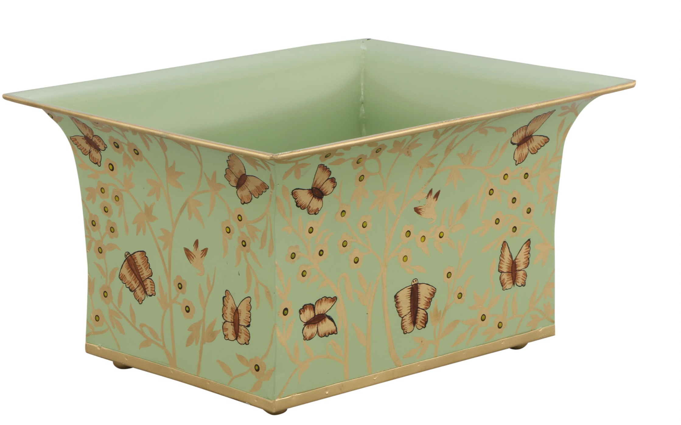 Celadon Green & Gold Butterfly Flared Planter