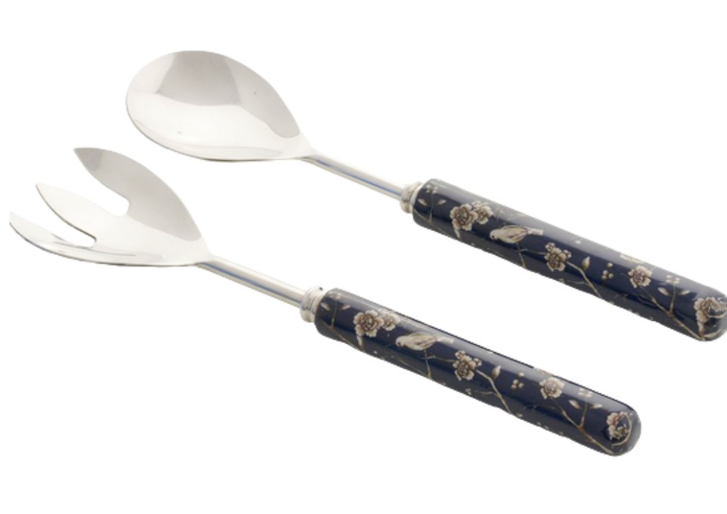 Navy Chinoiserie Salad Servers