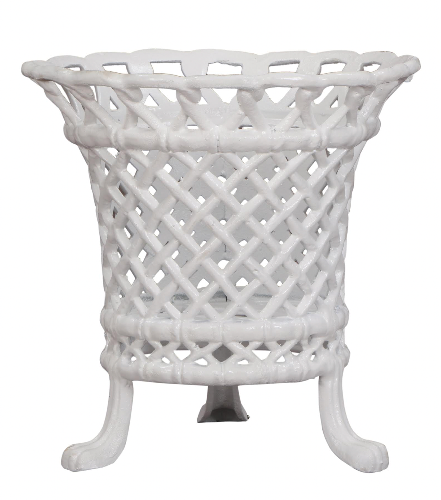 White Lattice Lattice Footed Floor Planter