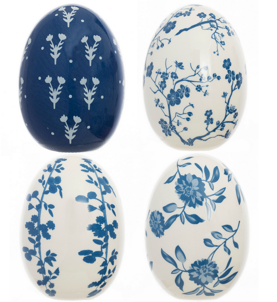 Surprise Bundle: Set of 4 Blue & White Porcelain Eggs