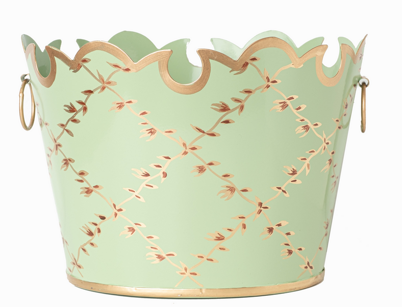 2 Stem White Orchid in Chinoiserie Trellis Planter