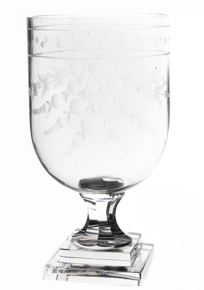 Etched Glass Lily of the Valley Hurricane