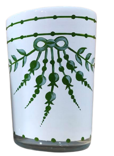 WHITE WITH Green LILY OF THE VALLEY GLASS BUD VASE