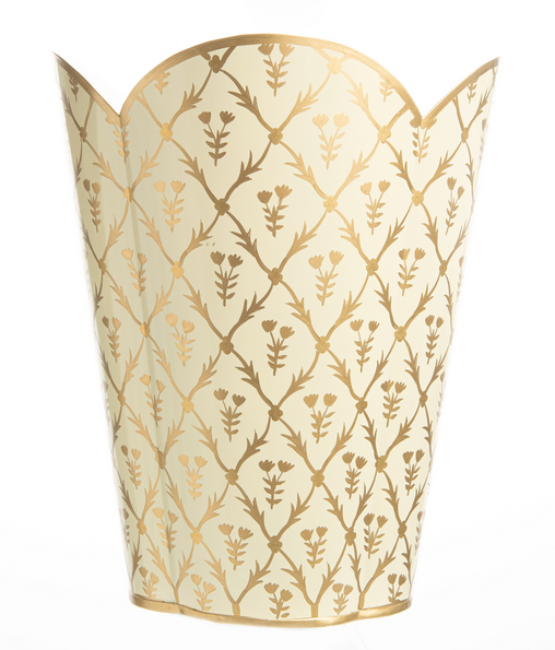 Ivory & Gold Tulip Wastepaper Basket & Tissue (3 Options)