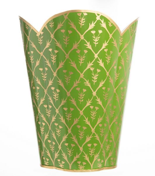 Moss Green & Gold TULIP WASTEPAPER BASKET