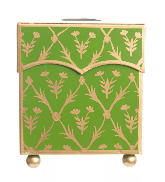 Moss Green & Gold Tulip Tissue Holder: Final Sale