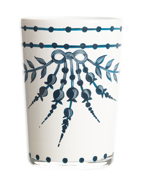 White with Blue Lily of the Valley Glass Bud Vase