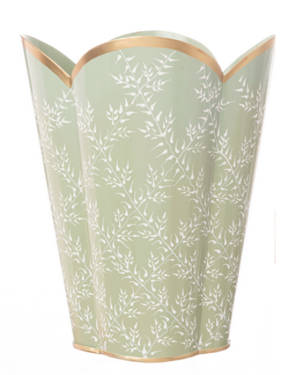 Soft Green Leaf Trellis Wastepaper Basket