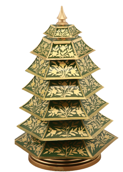 GREEN AND GOLD FLORAL CHINOISERIE TREE