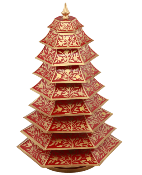 Red AND GOLD FLORAL CHINOISERIE TREE