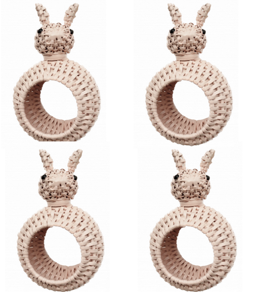Pink Wicker Bunny Napkin Rings