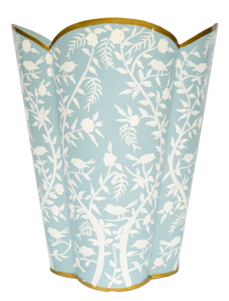 Celestial Blue & White Chinoiserie Wastepaper Basket