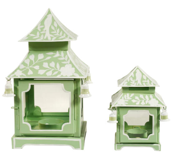 Spring Green Chinoiserie Pagoda Lantern