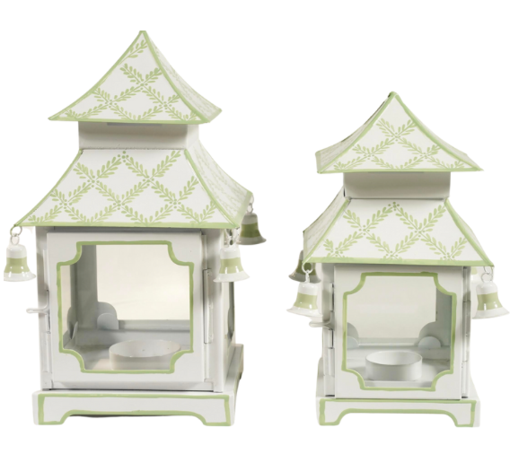 Trellis Spring Green & White Pagoda Lantern