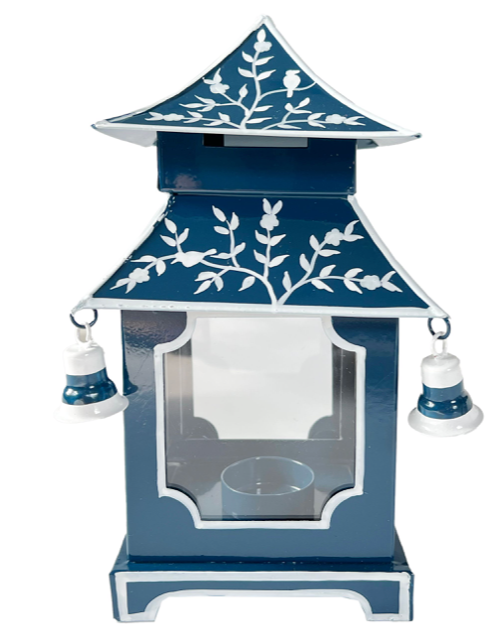 Navy & White Chinoiserie Pagoda Lantern (4 Sizes)