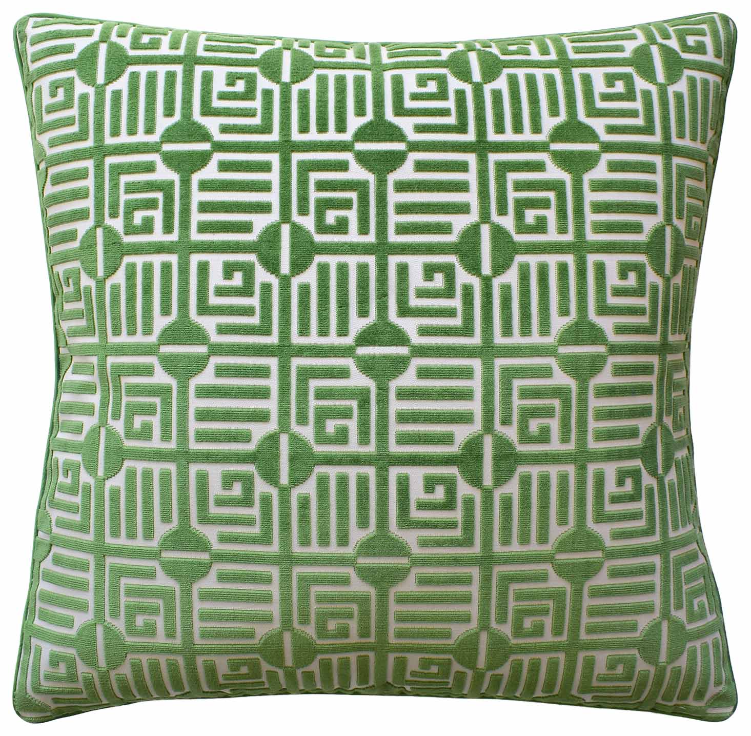 Emerald Green Geometric Cut Velvet Pillow
