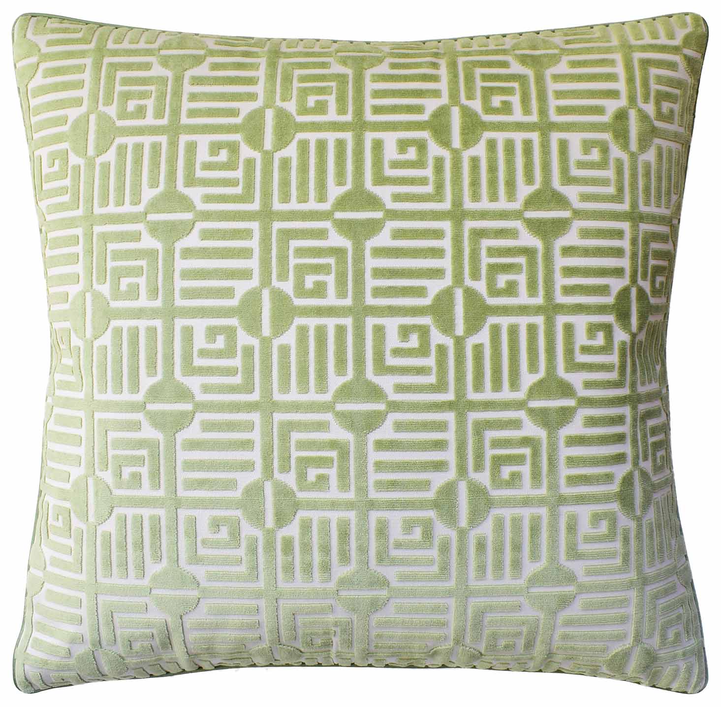 Celadon Geometric Cut Velvet Pillow