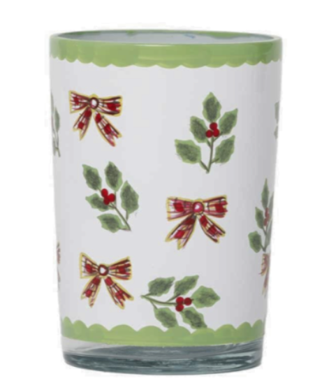 Holly Berry Glass Bud Vase