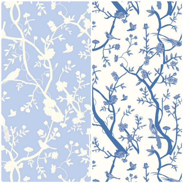 Reversible Blue and White Chinoiserie gift wrap