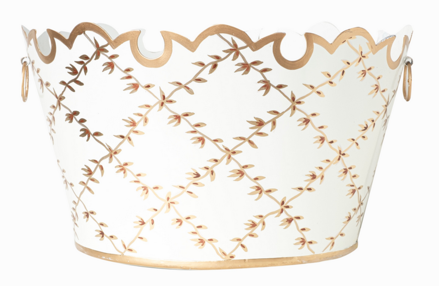 Ivory Trellis Scalloped Planter