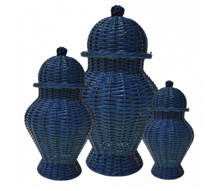 Navy Round Wicker Jar (3 Sizes)