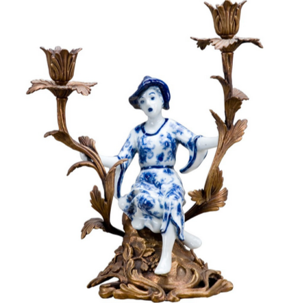 Chinoiserie Figurine Ormolu Candle Holder