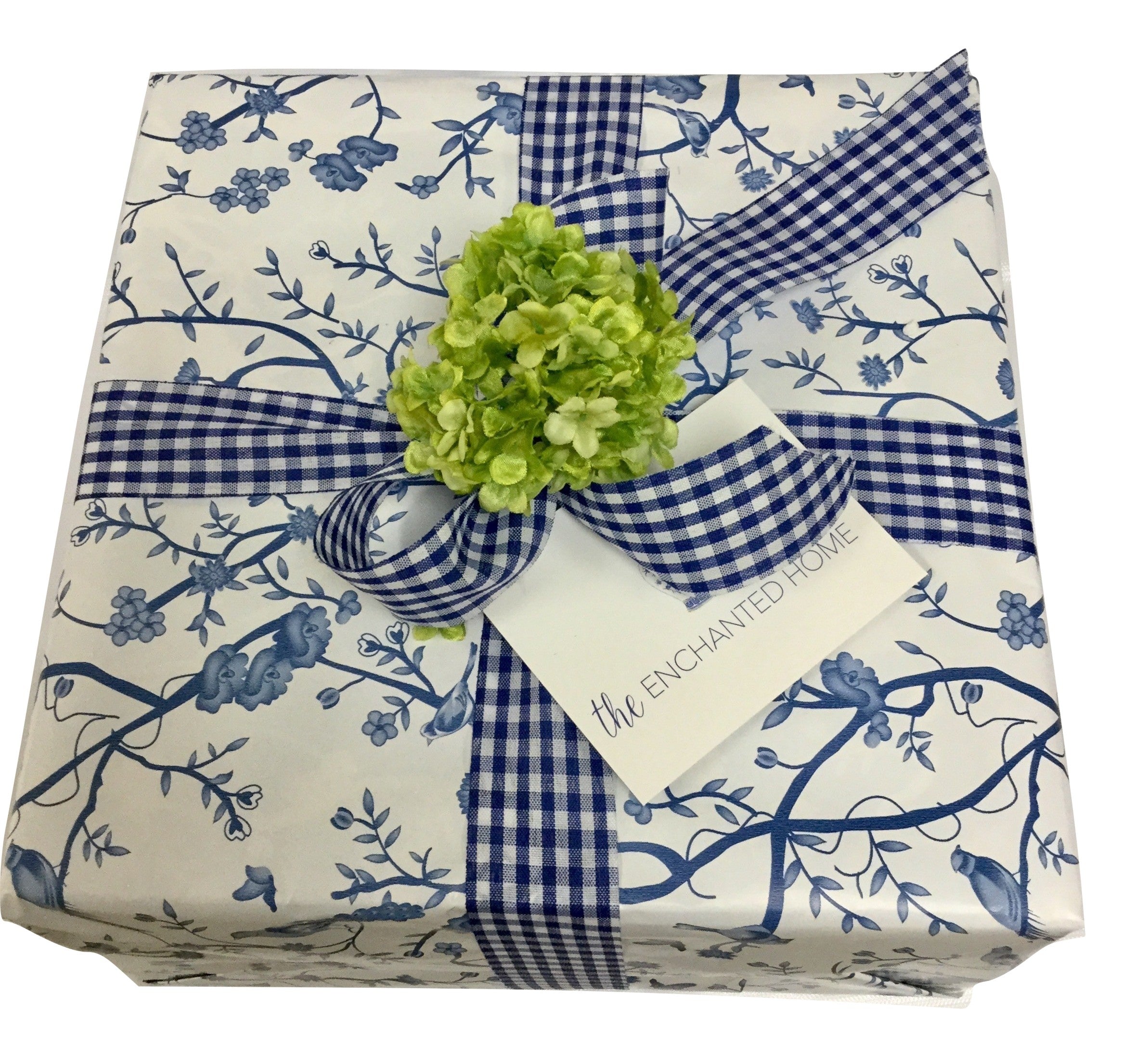 Reversible Blue and White Chinoiserie gift wrap