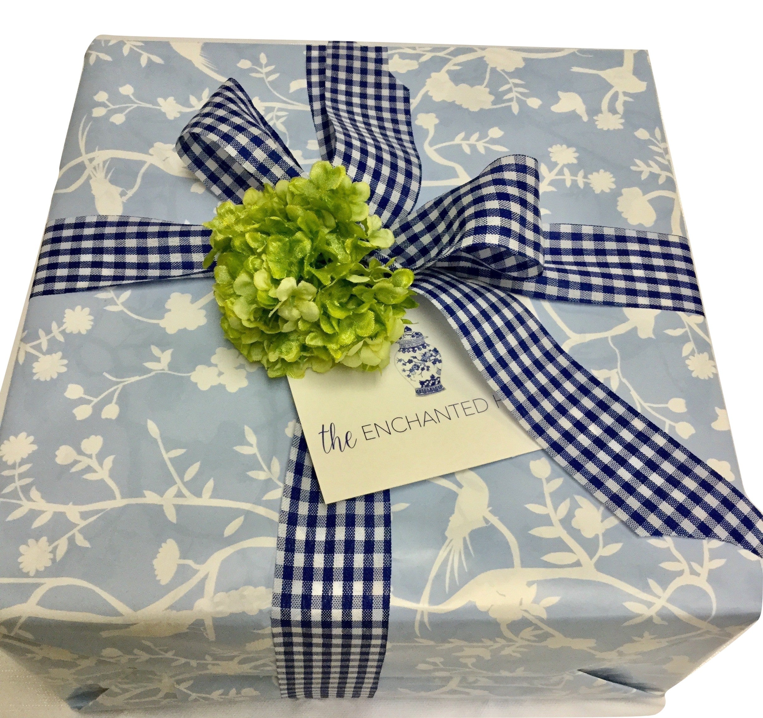 Reversible Blue and White Chinoiserie gift wrap
