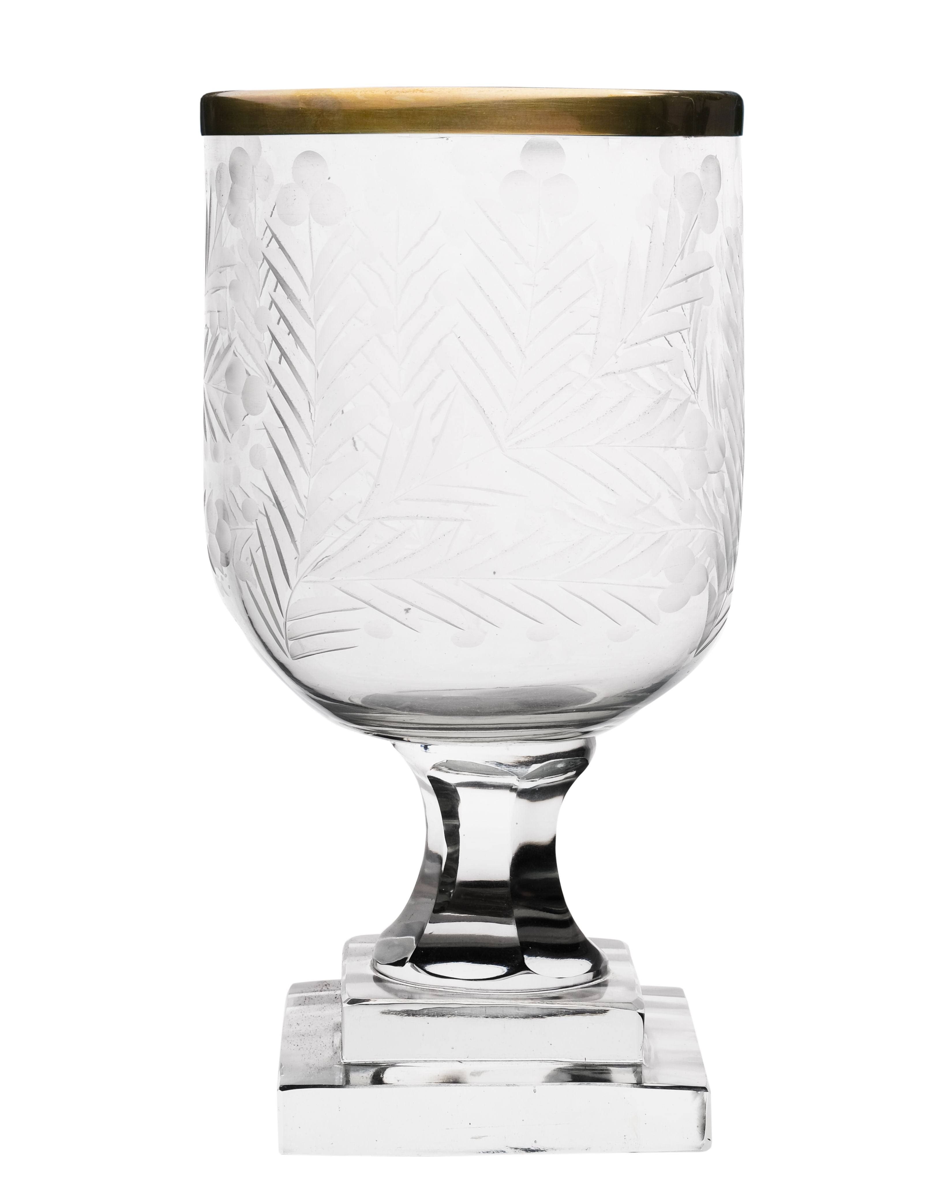 Small Floral and Swag Gold Rim Hurricane