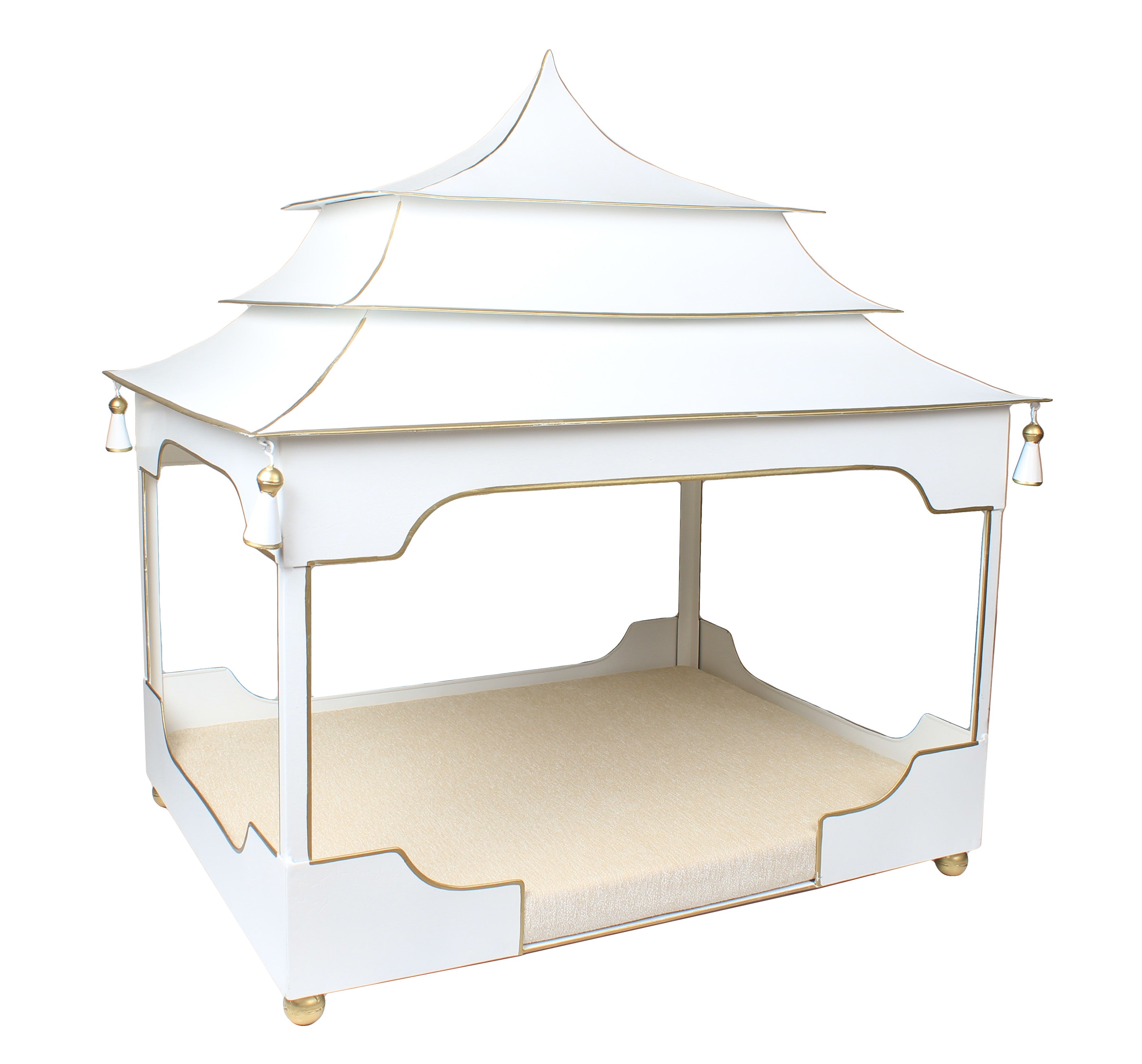 Pagoda Pet Bed Ivory and Gold