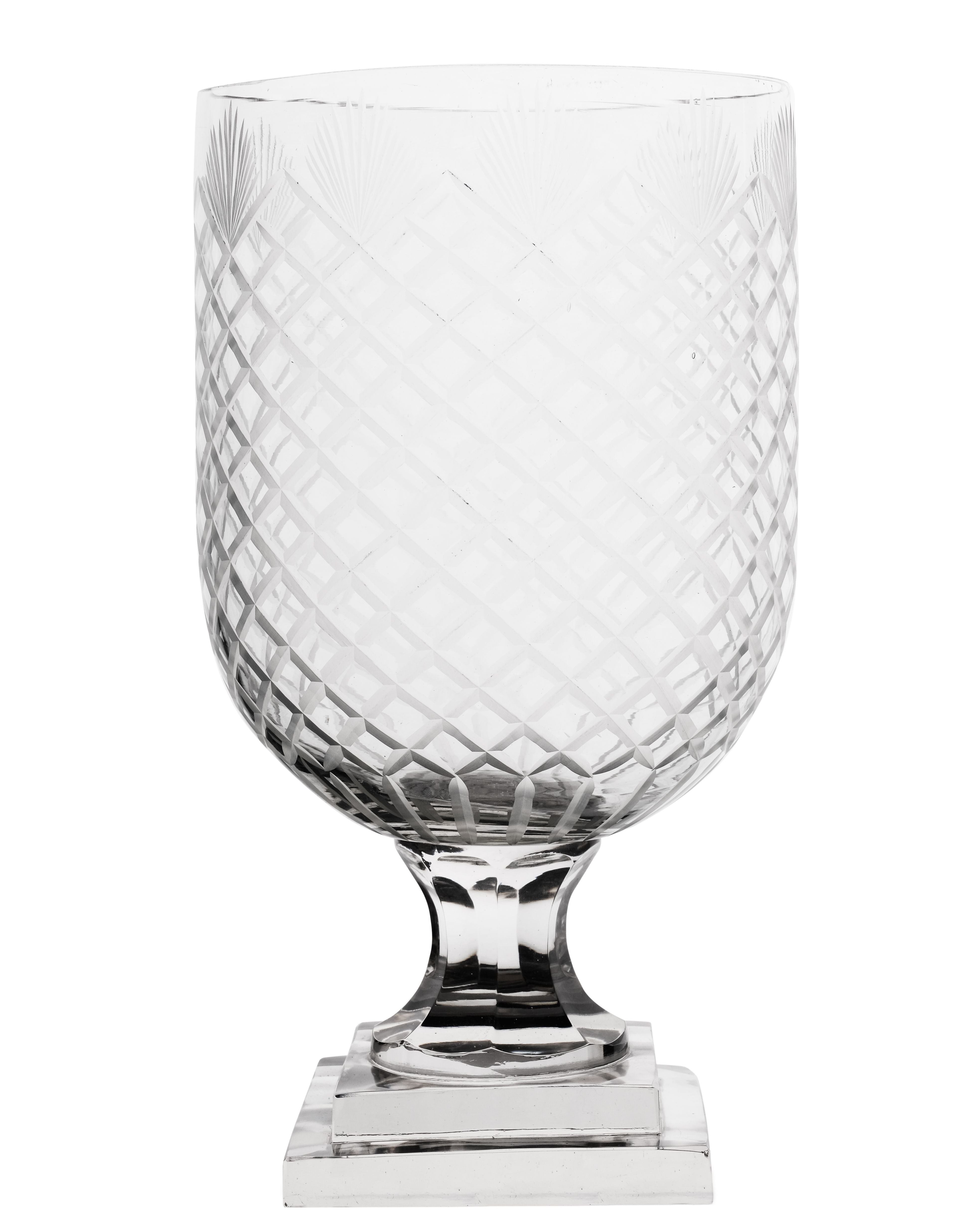 Etched Glass Diamond Cut Hurricane