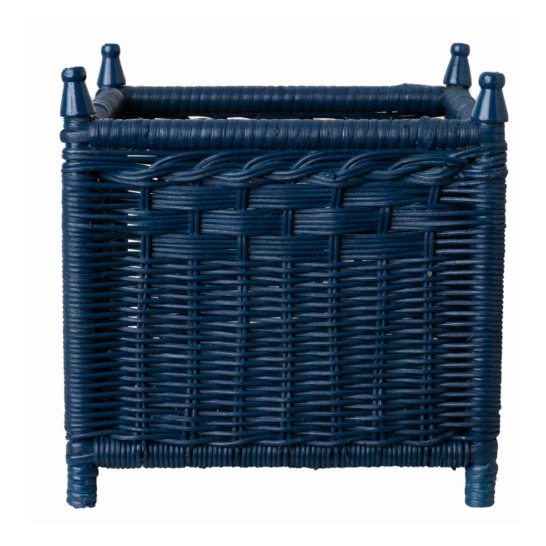 Square Navy Wicker Box Planter