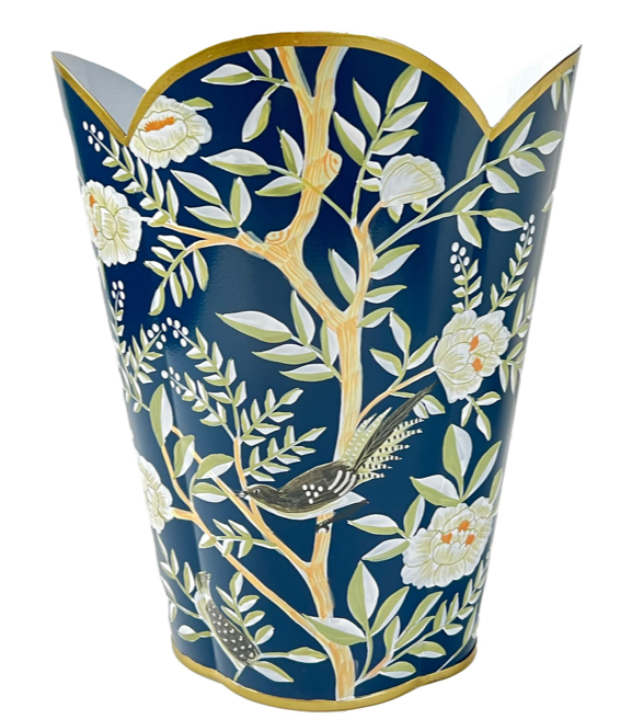 Navy Chinoiserie Wastepaper Basket & Tissue (3 Options)